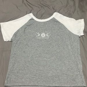 Gray and white crop top